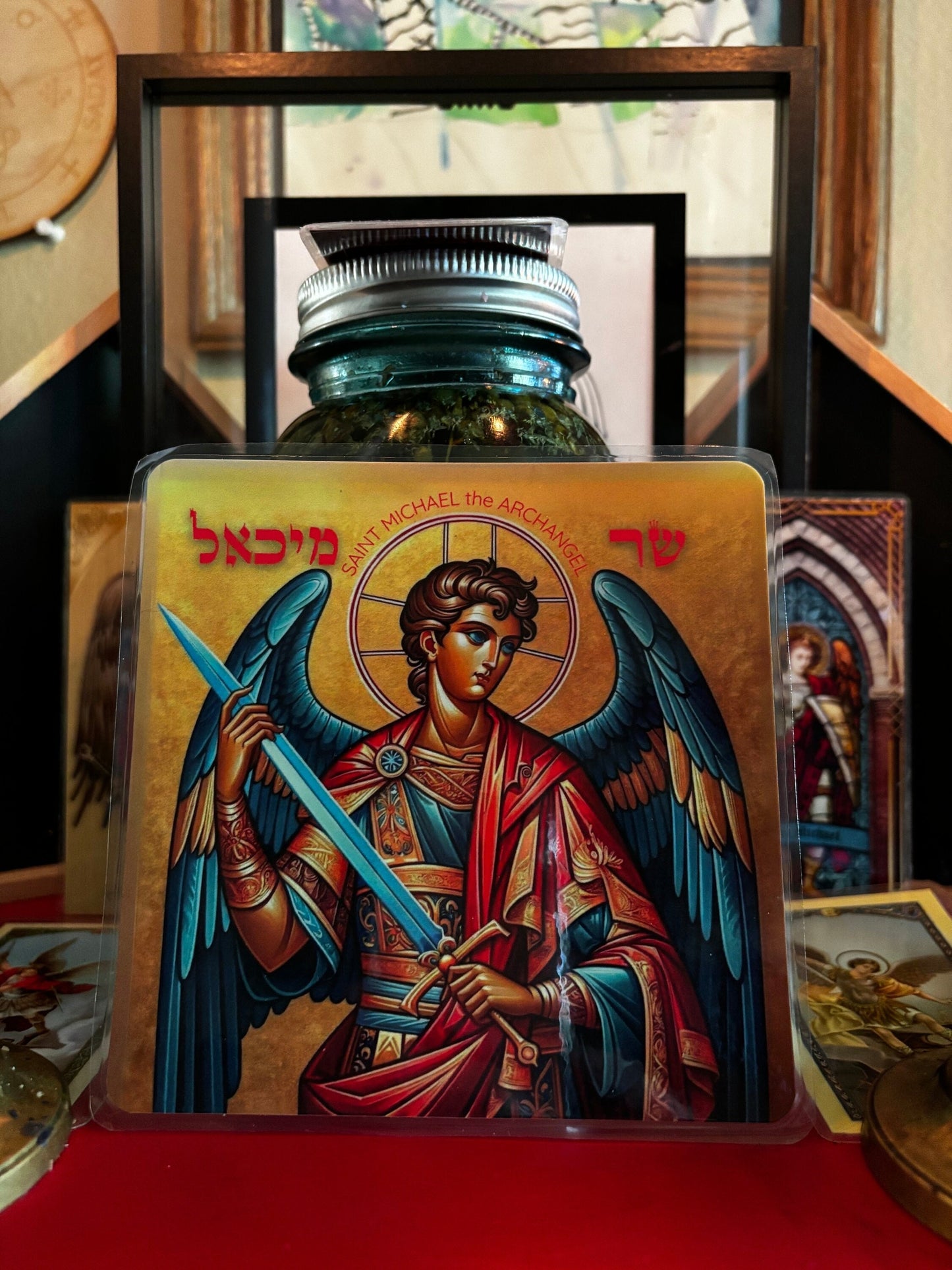 FIXED Saint Michael the Archangel 5x5 Oversized Altar Card Laminated