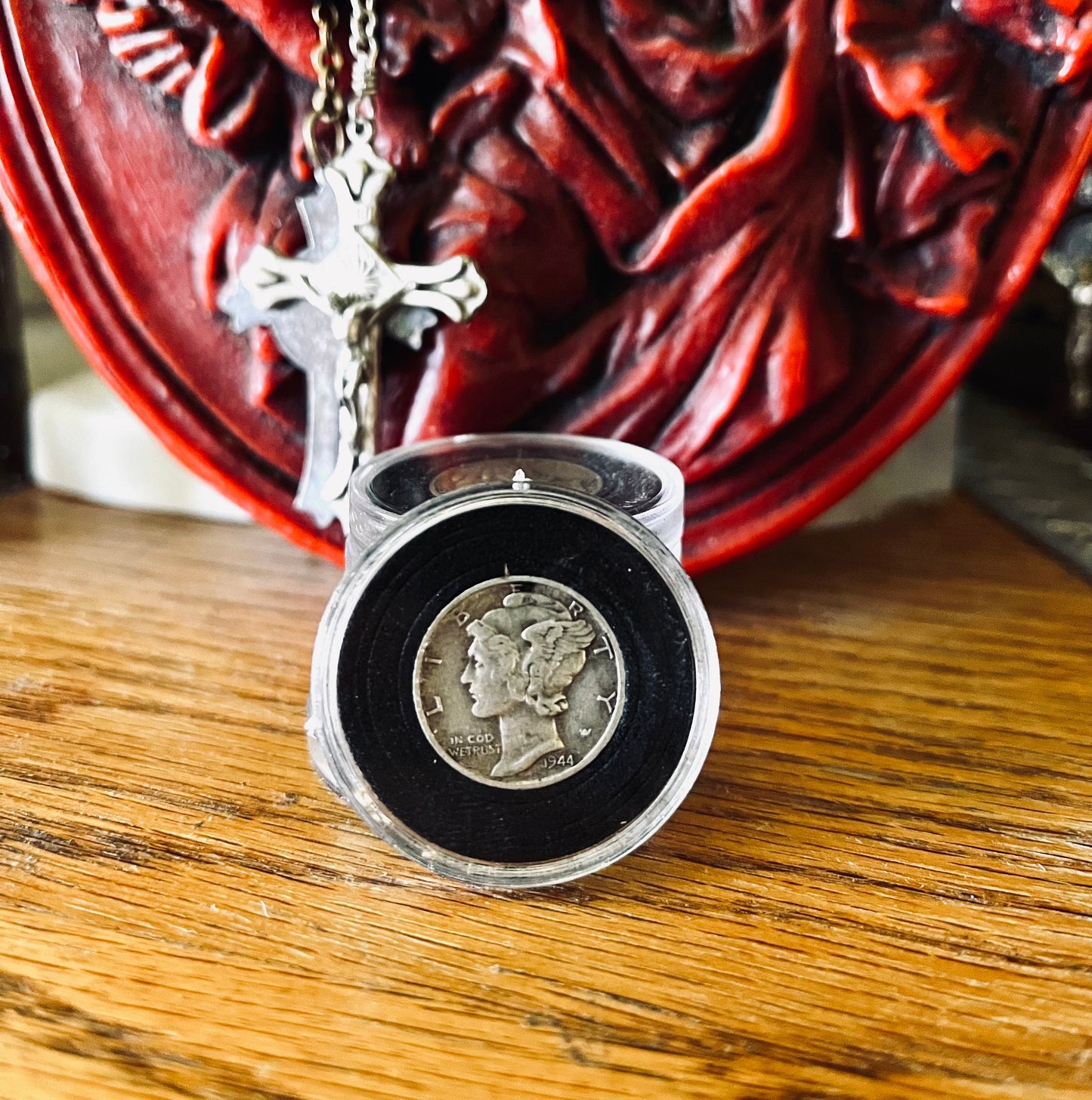 Mercury Fixed Leap Year Mercury Dime in Sealed in Capsule with Herbs and Mercury Dirt